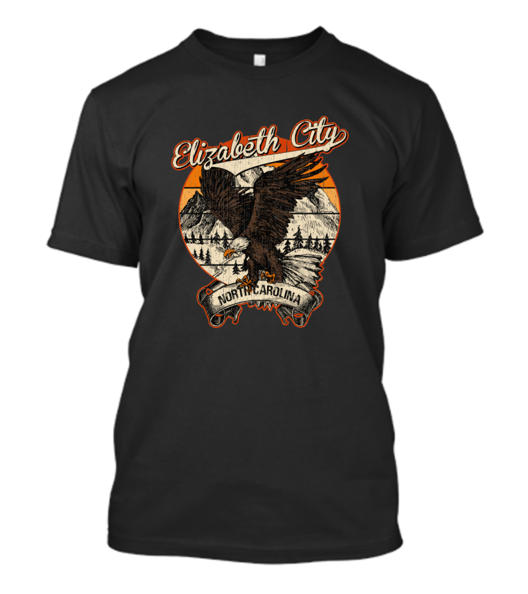 Elizabeth City North Carolina Bald Eagle Retro Vintage Mountain Scene T-Shirt