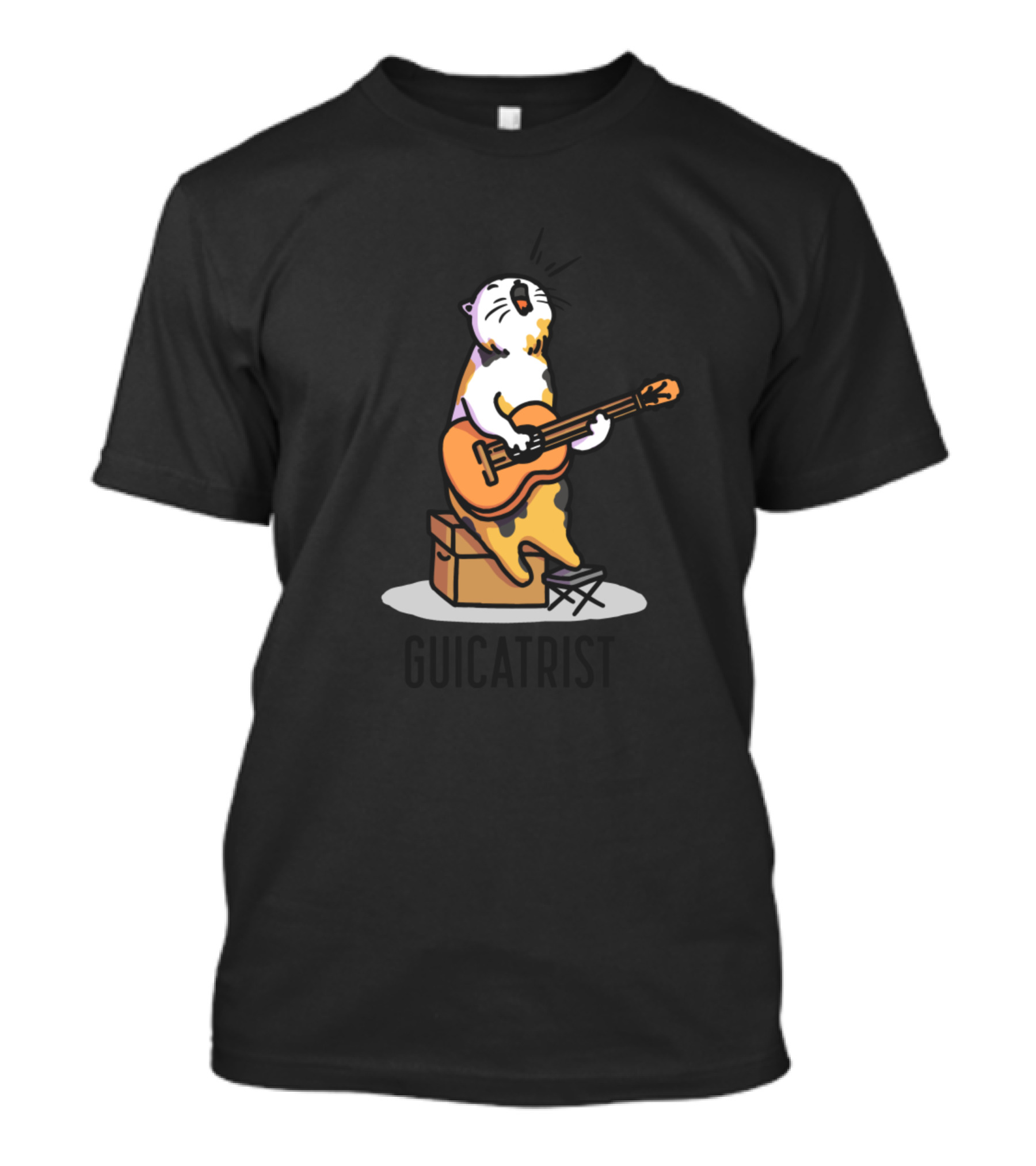 Guicatrist Here Rocking Cat With Guitar T-Shirt
