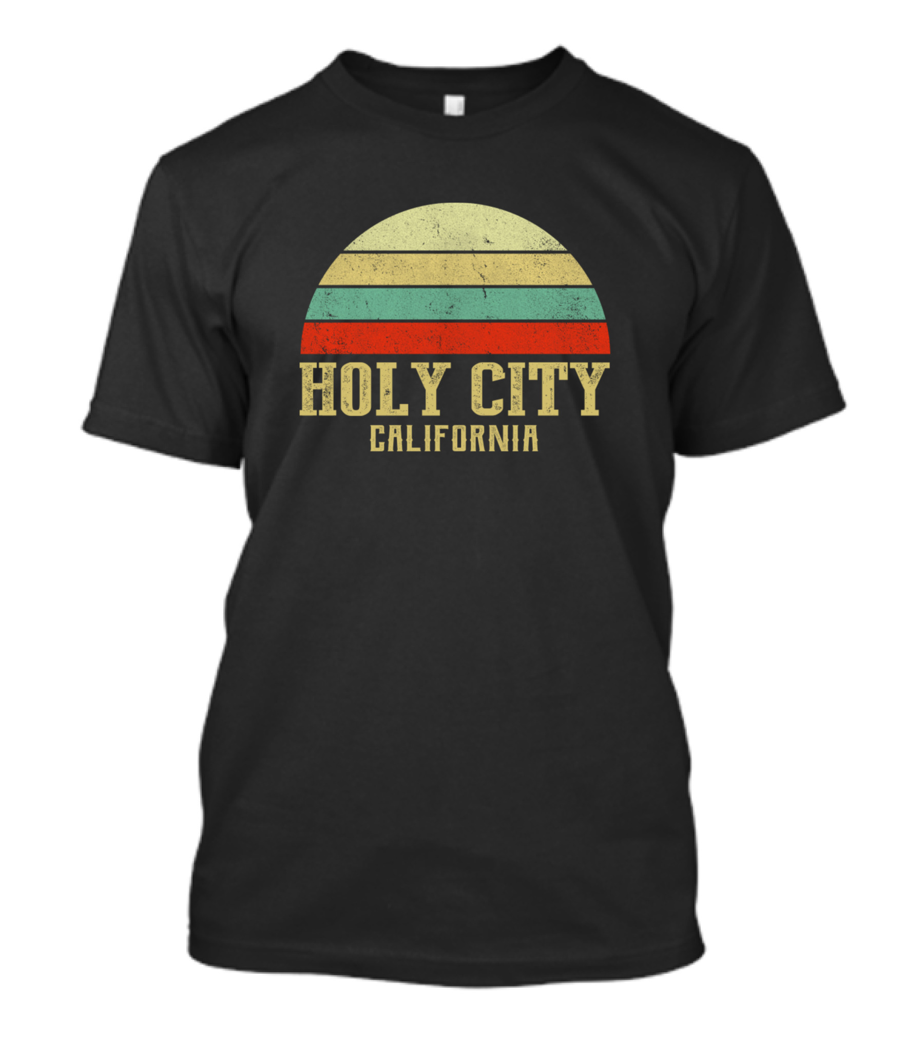 Holy City California Vintage Retro Sunset Distressed Stripes T-Shirt