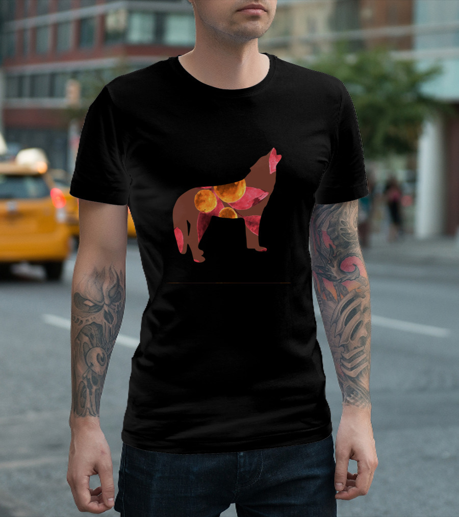 Wolf Dog Animal 585 Moon Phases T-Shirt