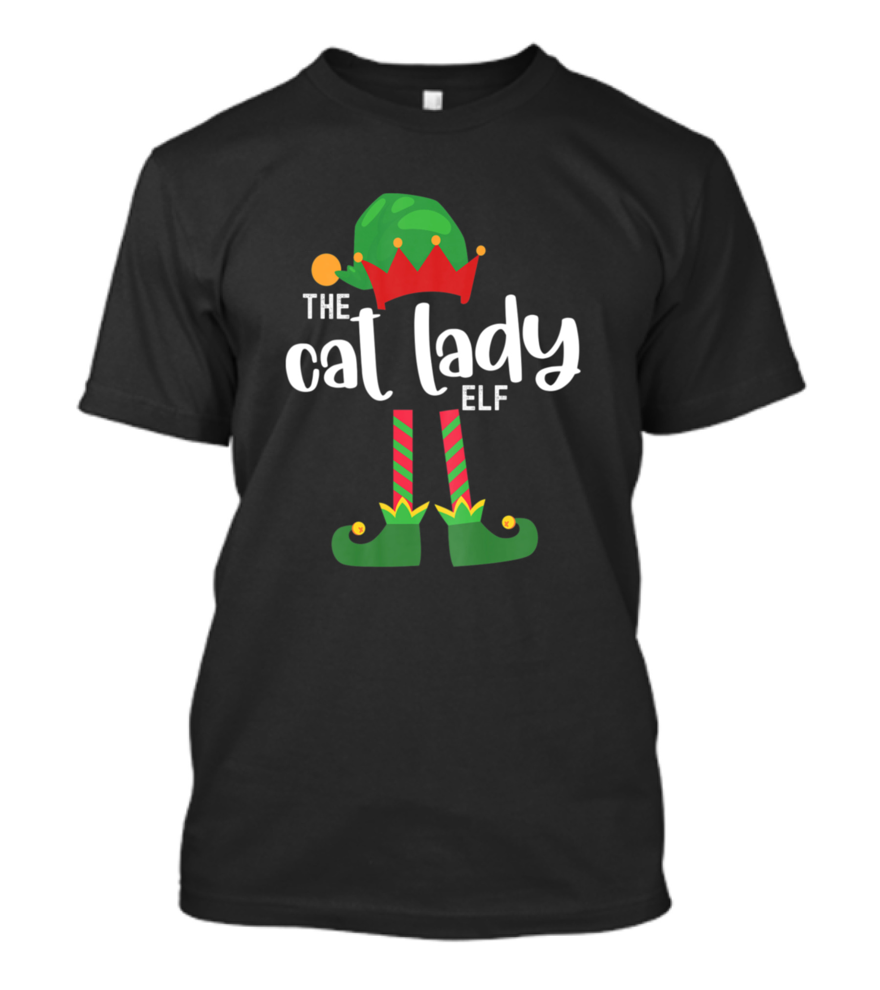 The Cat Lady Elf Matching Family Christmas T-Shirt