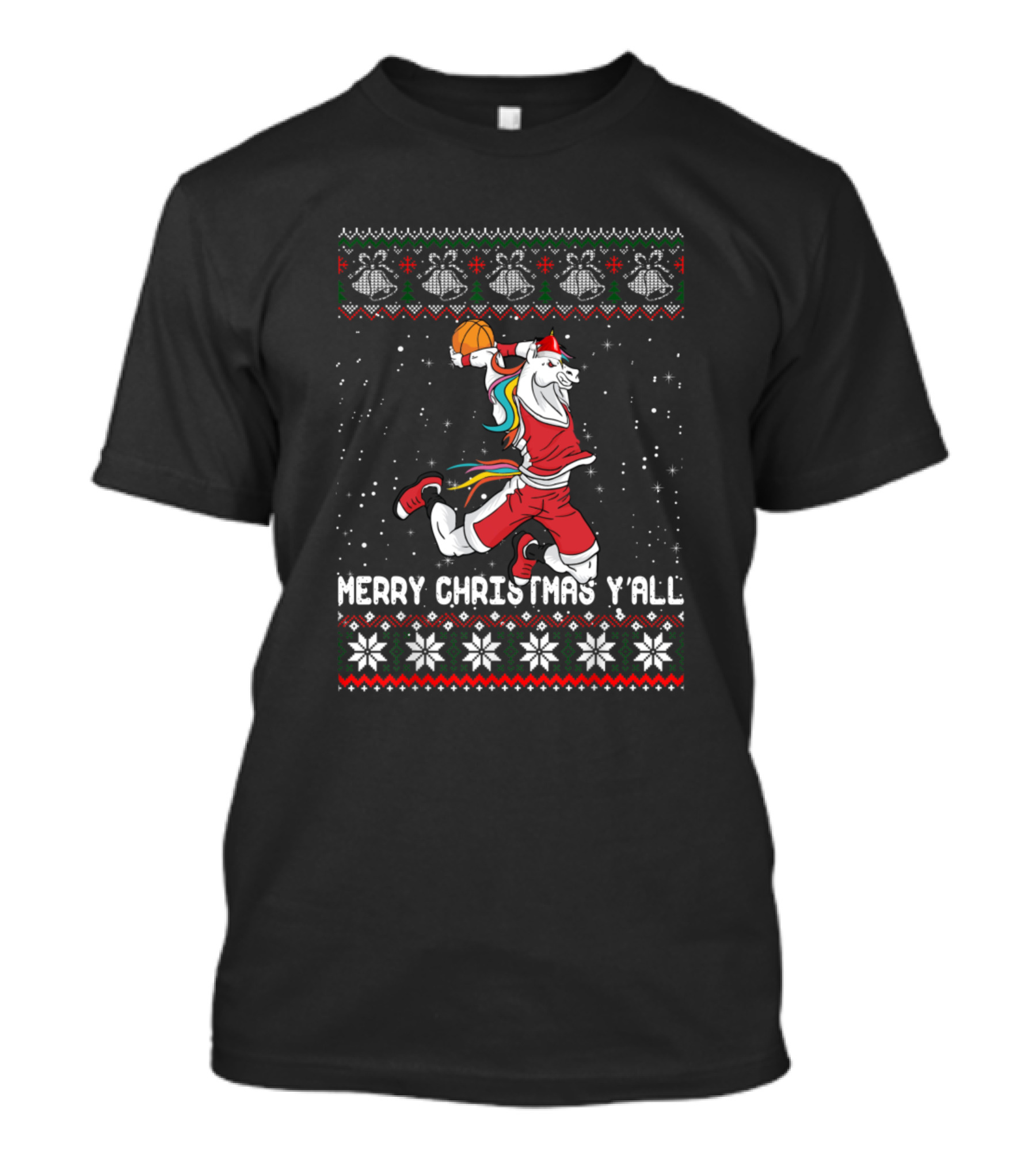 Merry Christmas Y'all Unicorn Basketball T-Shirt