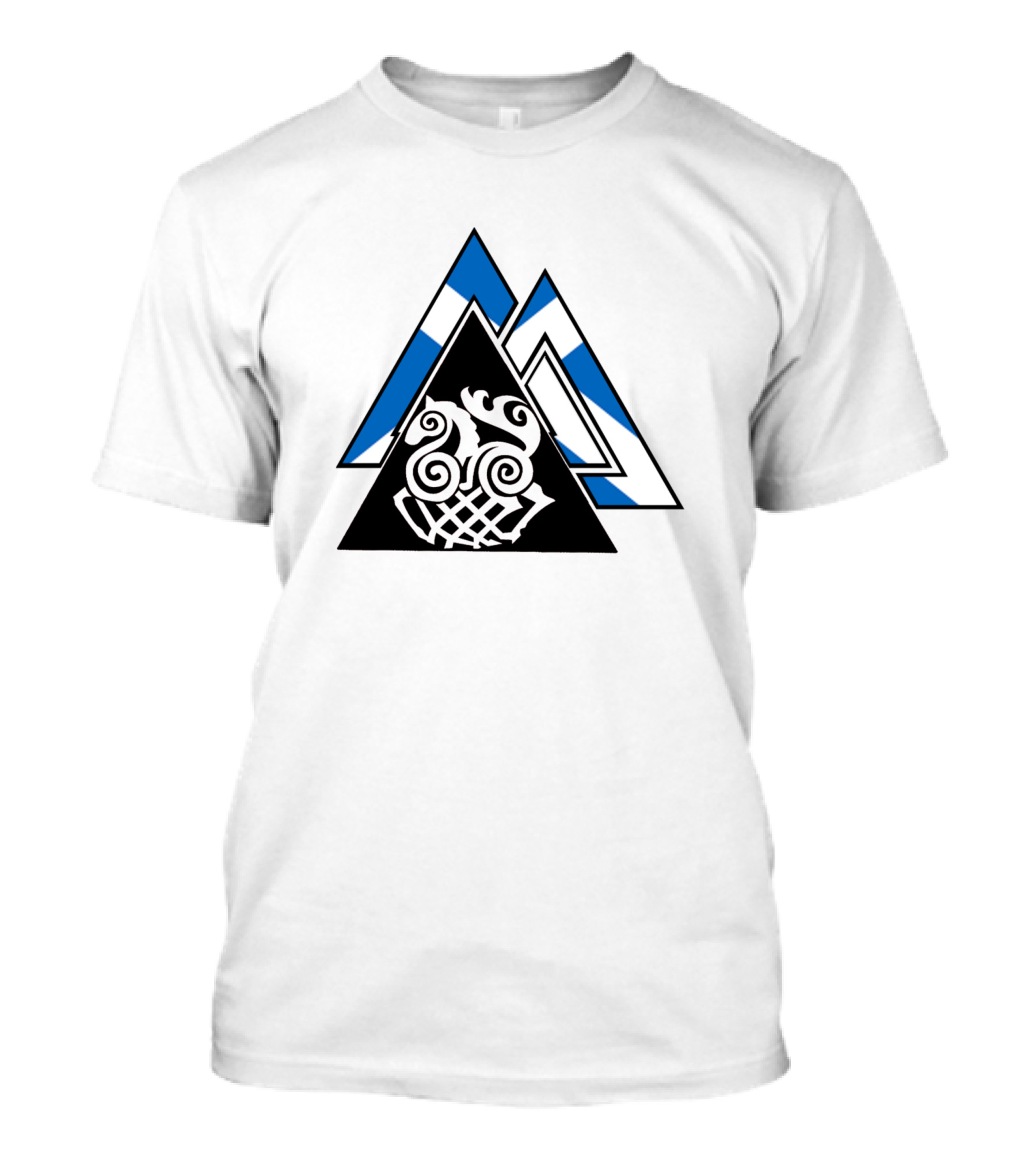 9 Worlds Scotland Viking Symbol With Scottish Saltire Flag Elements T-Shirt