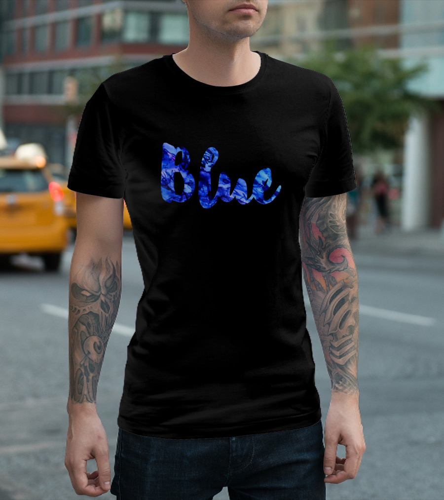 Blue Ocean Waves Text T-Shirt