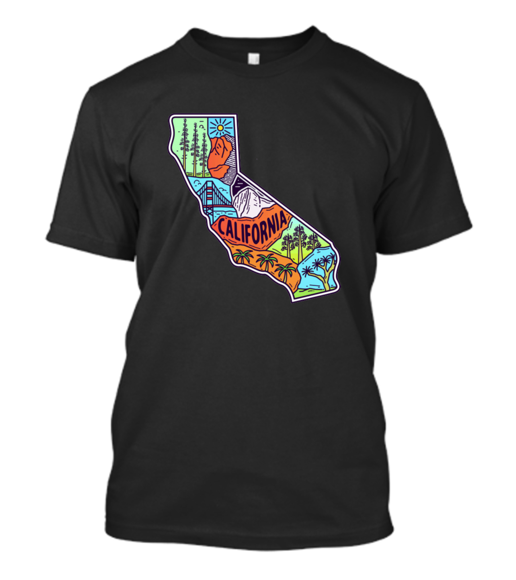 California State Iconic Landmarks And Nature Scenes T-Shirt