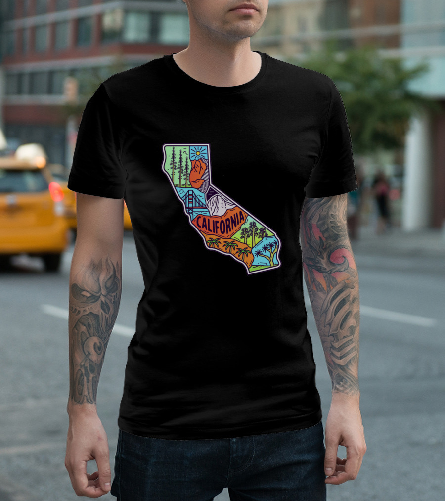 California State Iconic Landmarks And Nature Scenes T-Shirt
