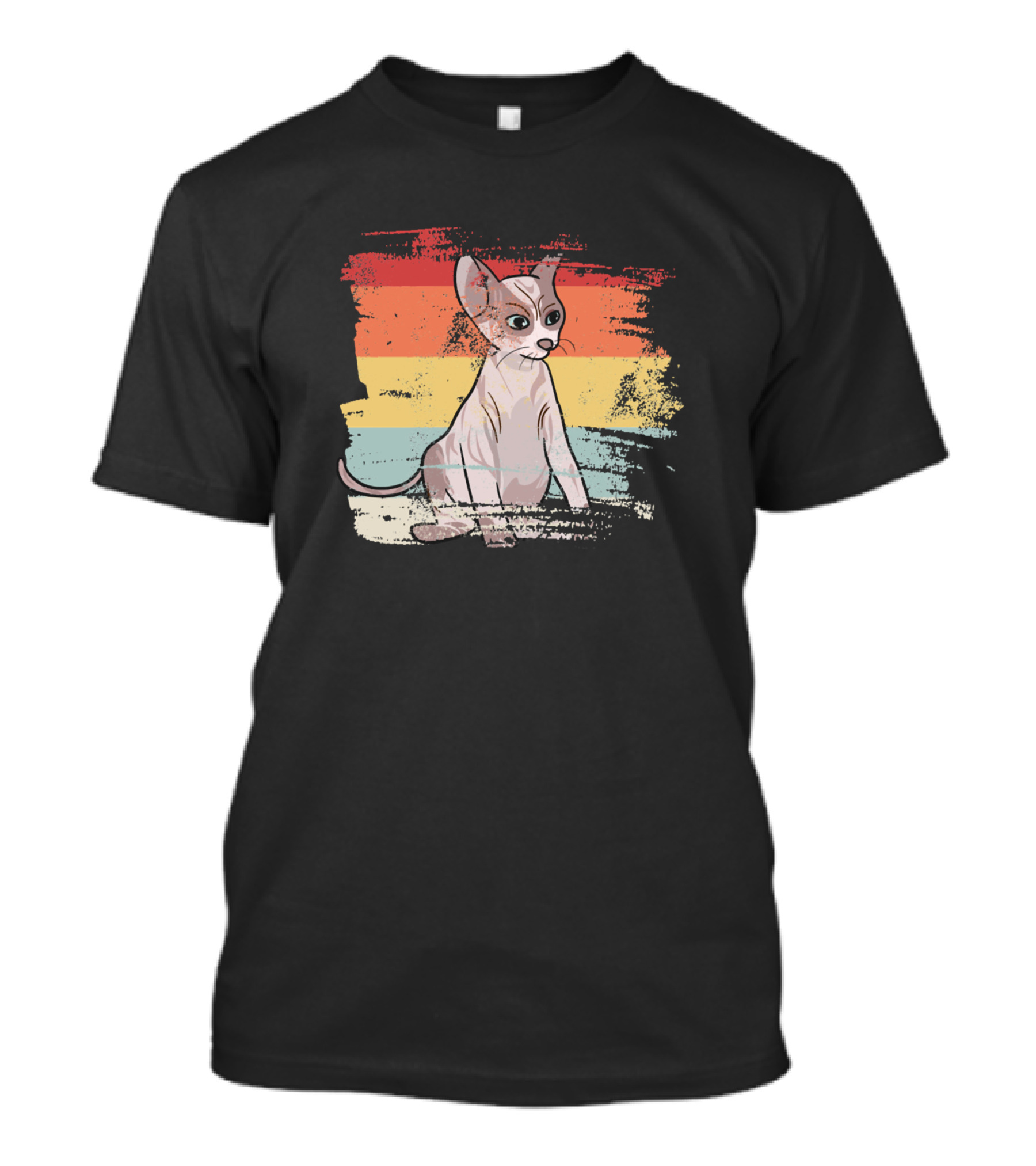 Retro Sphynx Cat Rainbow Vintage Style Kitten Kitty T-Shirt