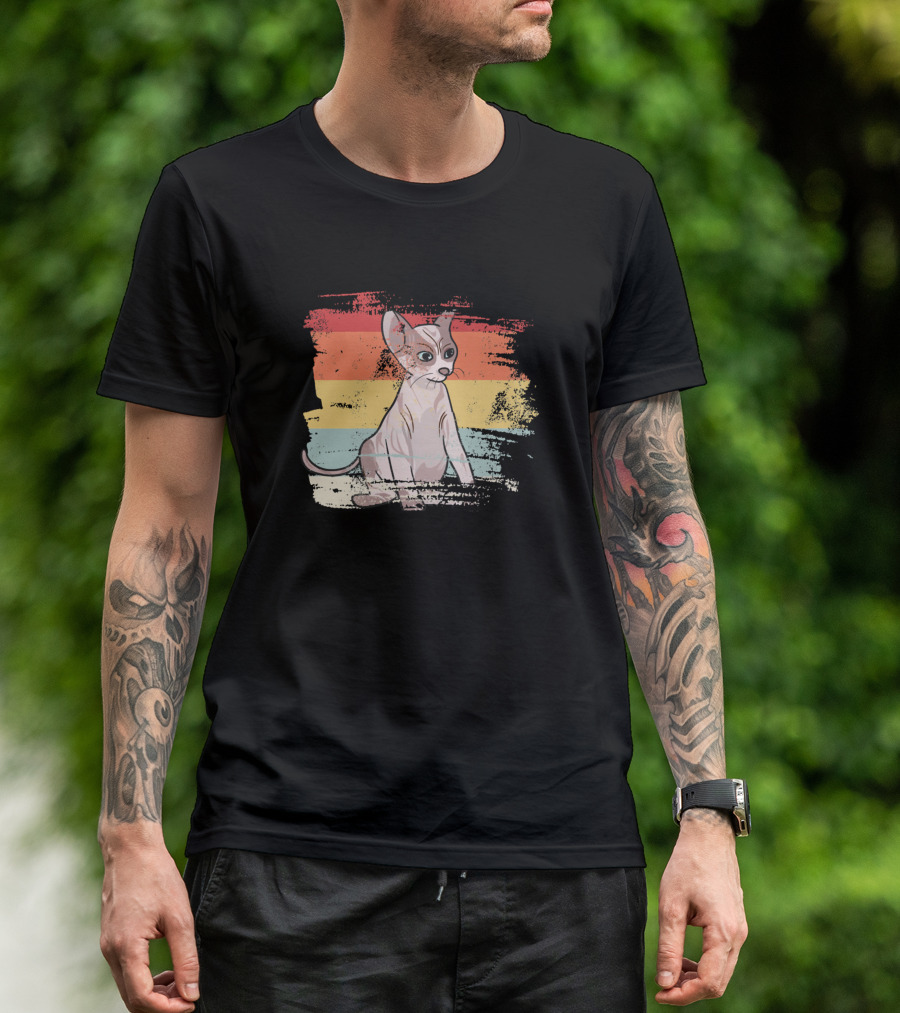 Retro Sphynx Cat Rainbow Vintage Style Kitten Kitty T-Shirt