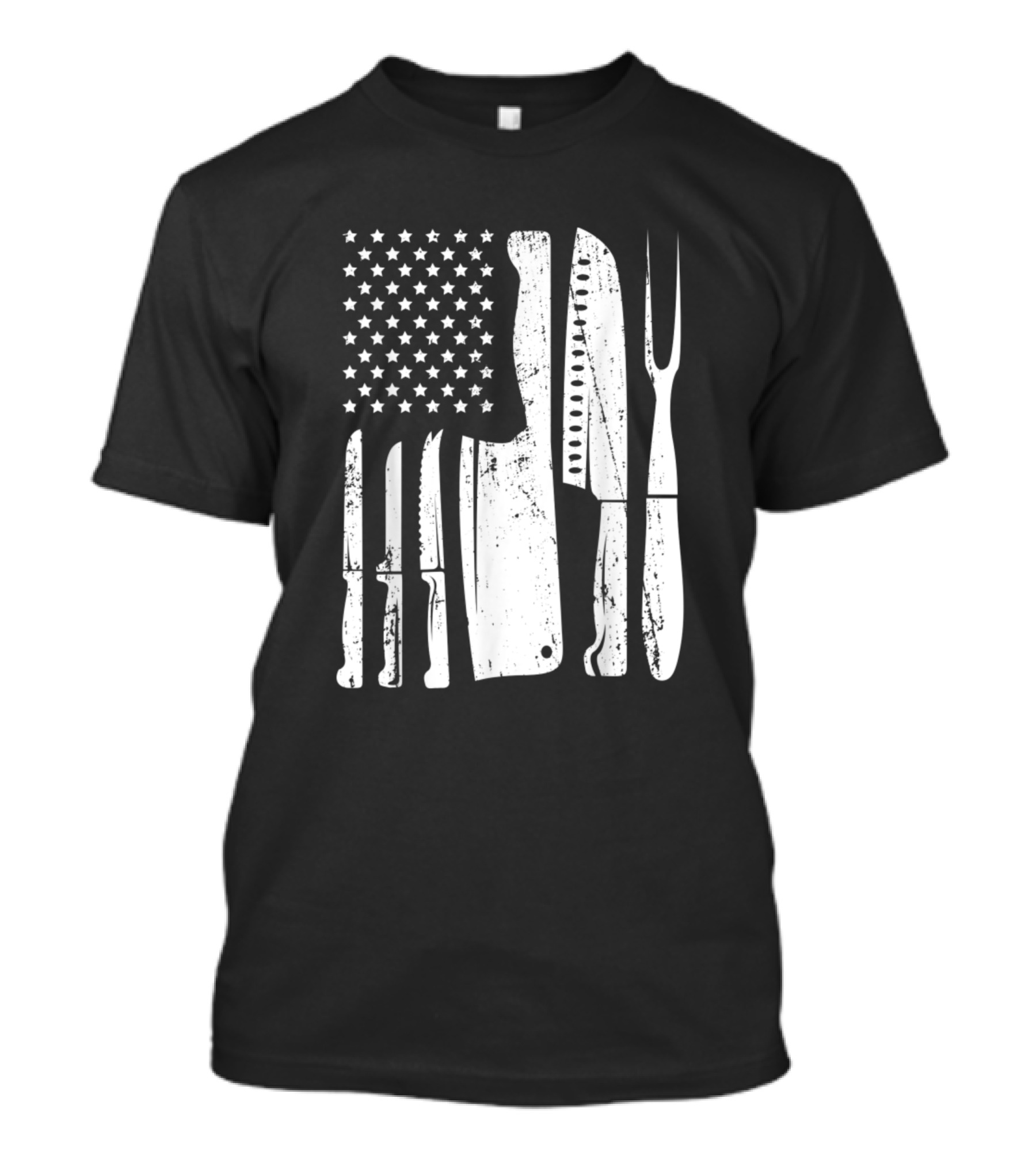 USA Patriotic Chef Knife Flag For Head Cook T-Shirt