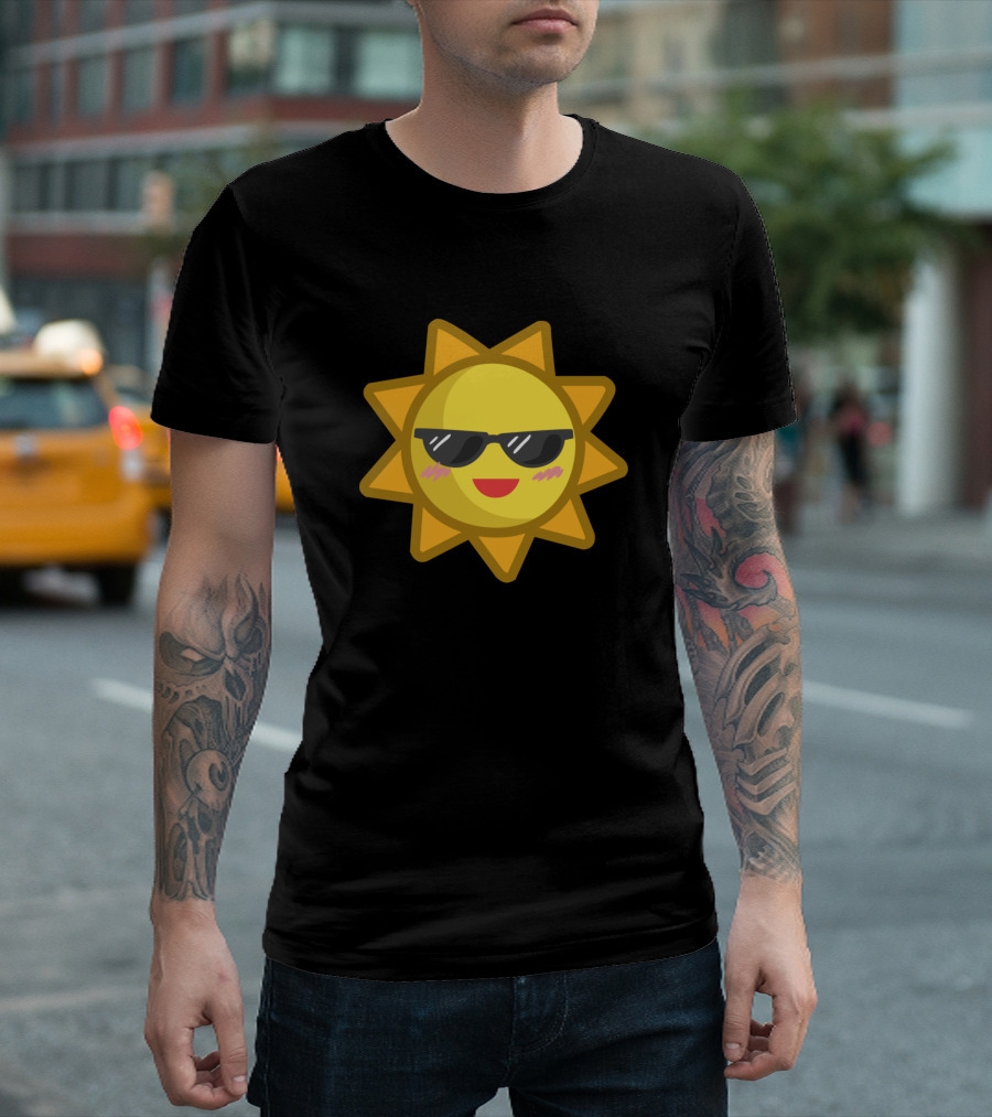 Cool Sun Sunglasses Emoji Happy Face T-Shirt