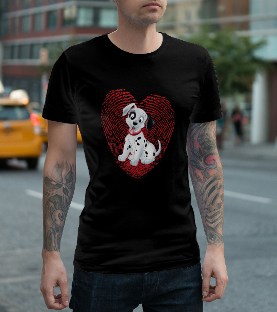 Dalmatian Heart Fingerprint Valentine Dog Owner Mom T-Shirt