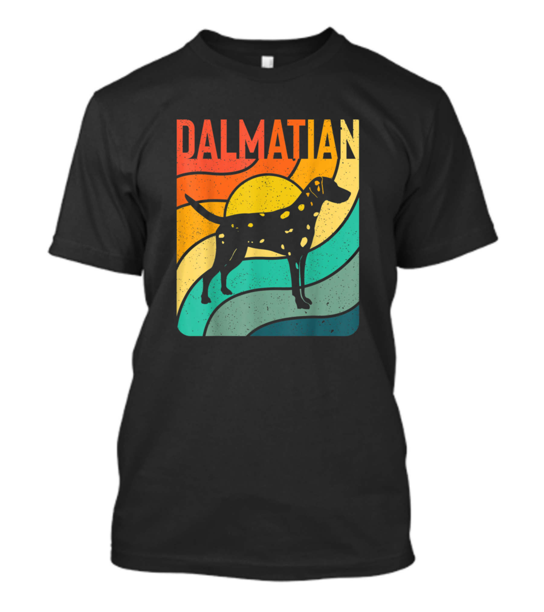 Dalmatian Retro Sunset Silhouette Colorful T-Shirt
