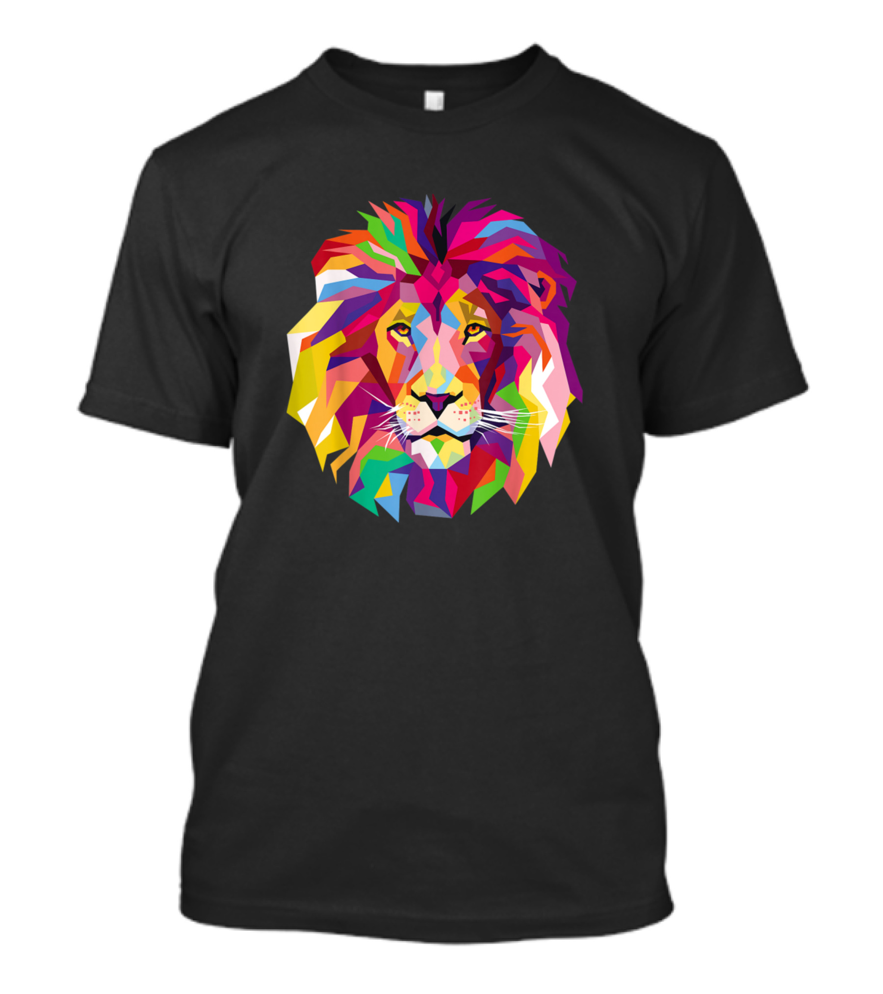 Elegant Cool Lion Head With Bright Colorful Geometric Palette T-Shirt