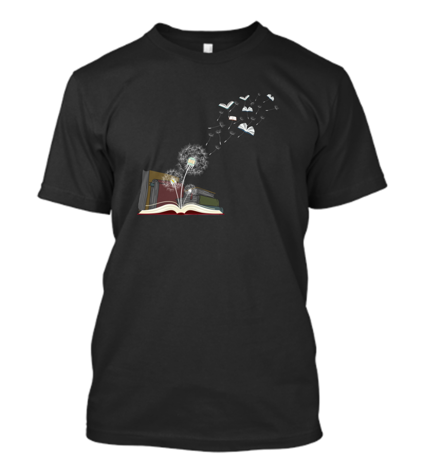 Goodbye Last Day Of School Summer Hello Kindergarten Dandelion And Open Book With Flying Pages T-Shirt