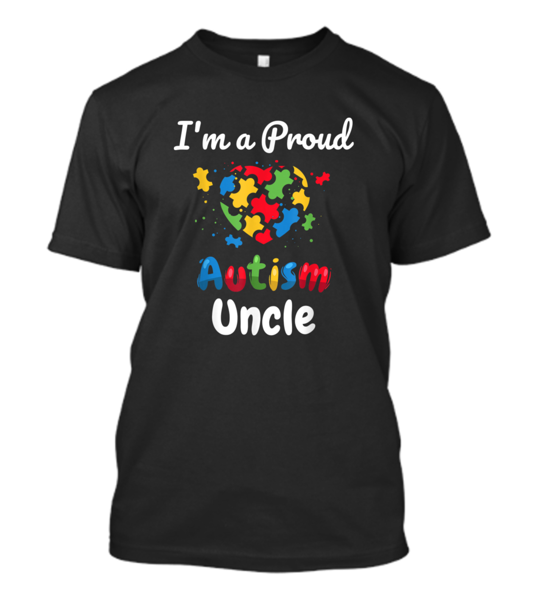 I'm A Proud Autism Uncle Heart Puzzle T-Shirt