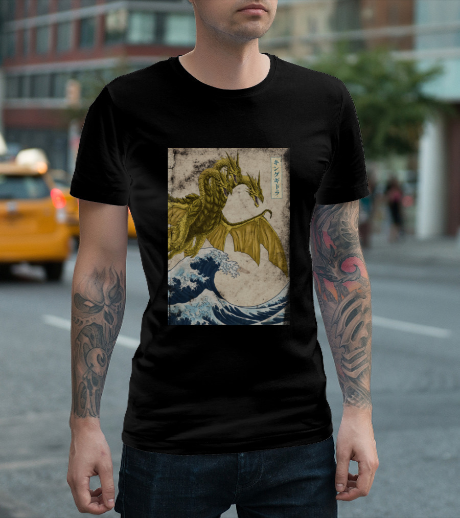 King Ghidorah Ukiyo-E Japanese Wave T-Shirt