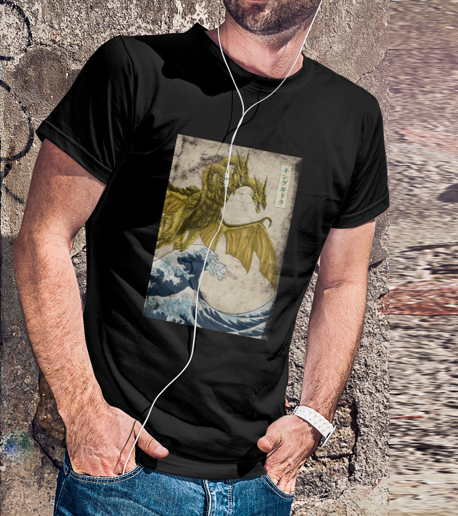 King Ghidorah Ukiyo-E Japanese Wave T-Shirt