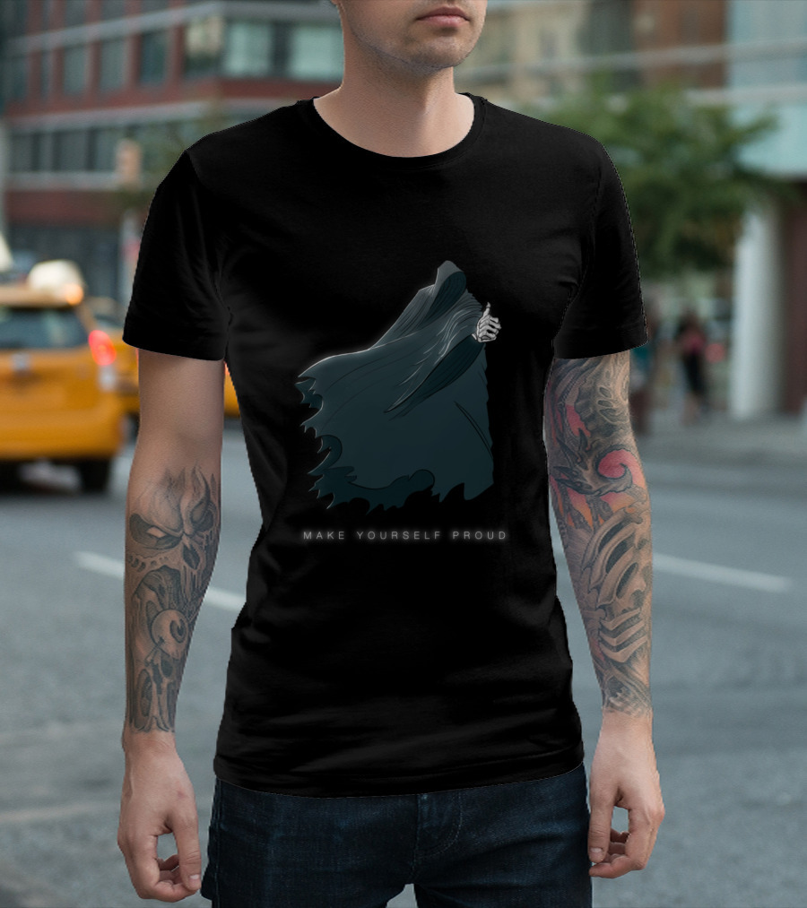MAKE YOURSELF PROUD - Mysterious Dark Cloak with Held Wand T-Shirt
