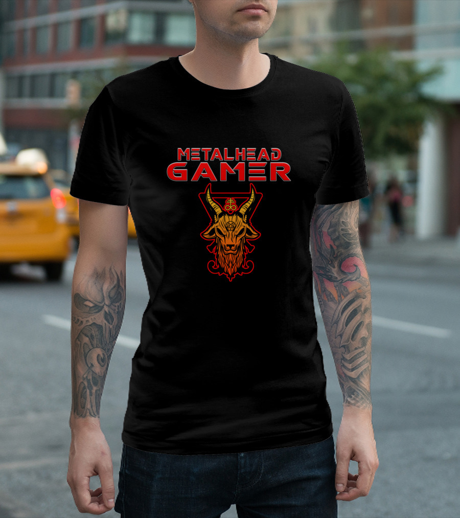 Metalhead Gamer Baphomet Red Goat T-Shirt