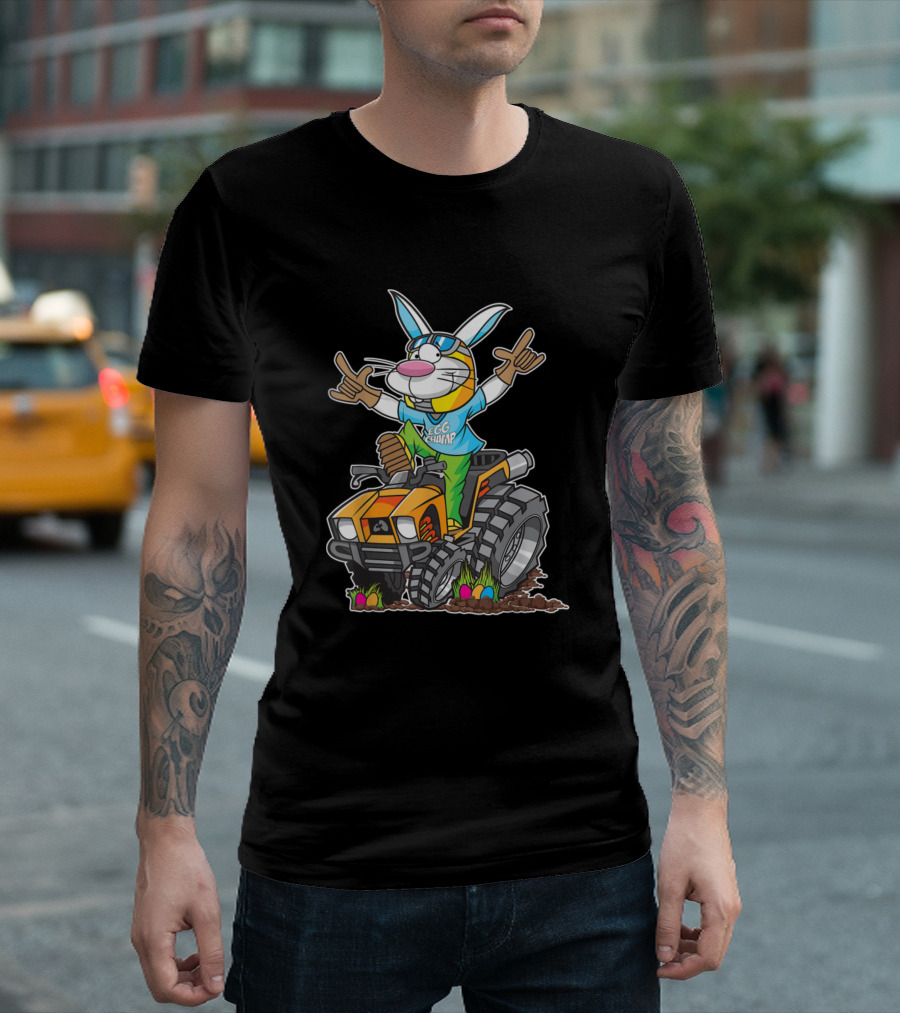 Nacho Average Abe Funny Birthday Personalized Name Egg Champ Bunny on Tractor T-Shirt