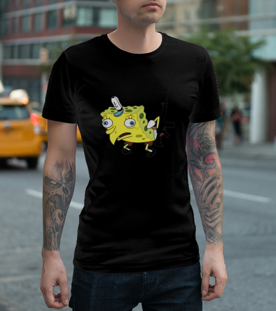 NO ONe NeEds AN AR-15 SpongeBob Mocking Meme T-Shirt
