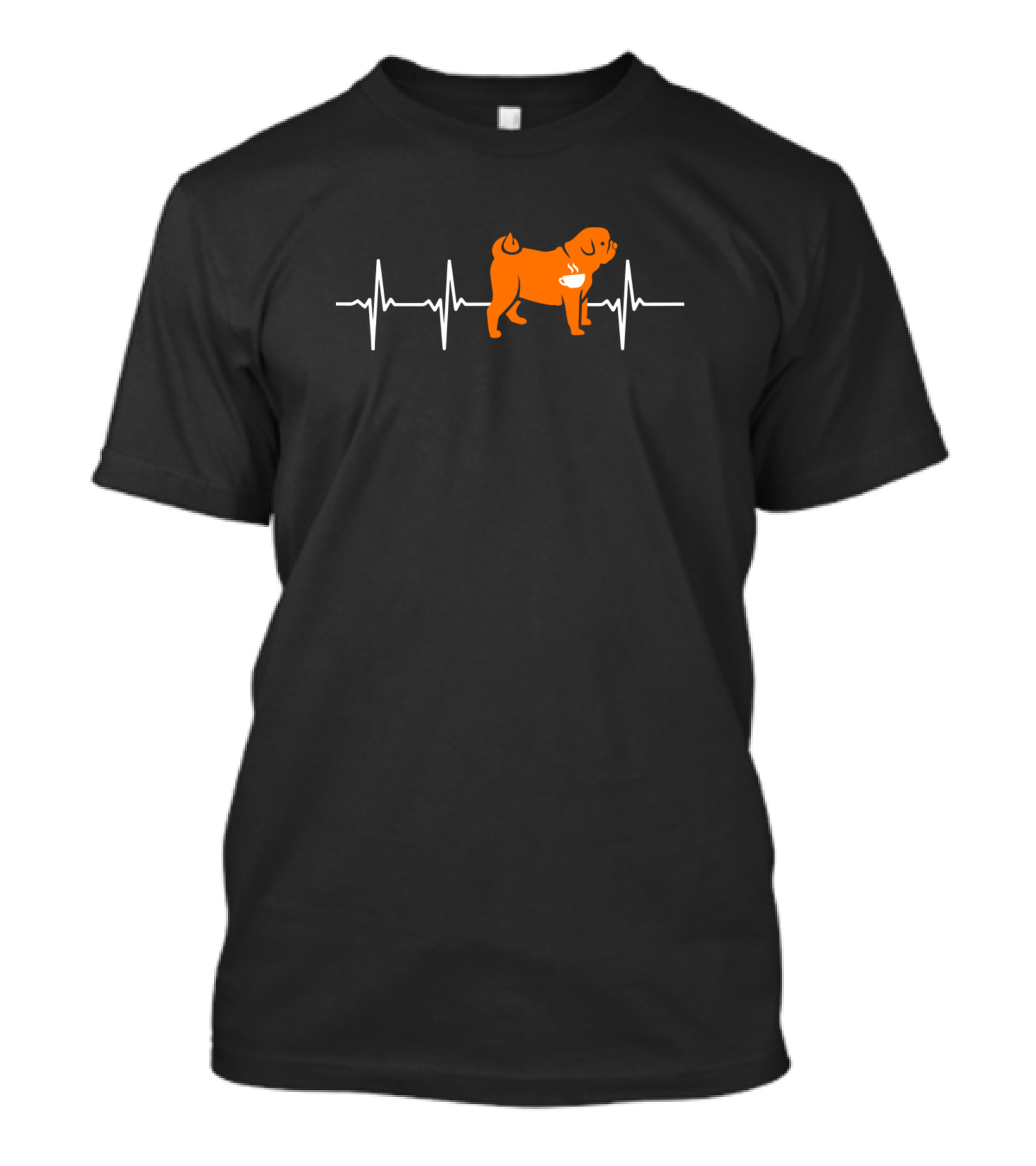 Pugs And Coffee Heartbeat Love Pug EKG Line T-Shirt