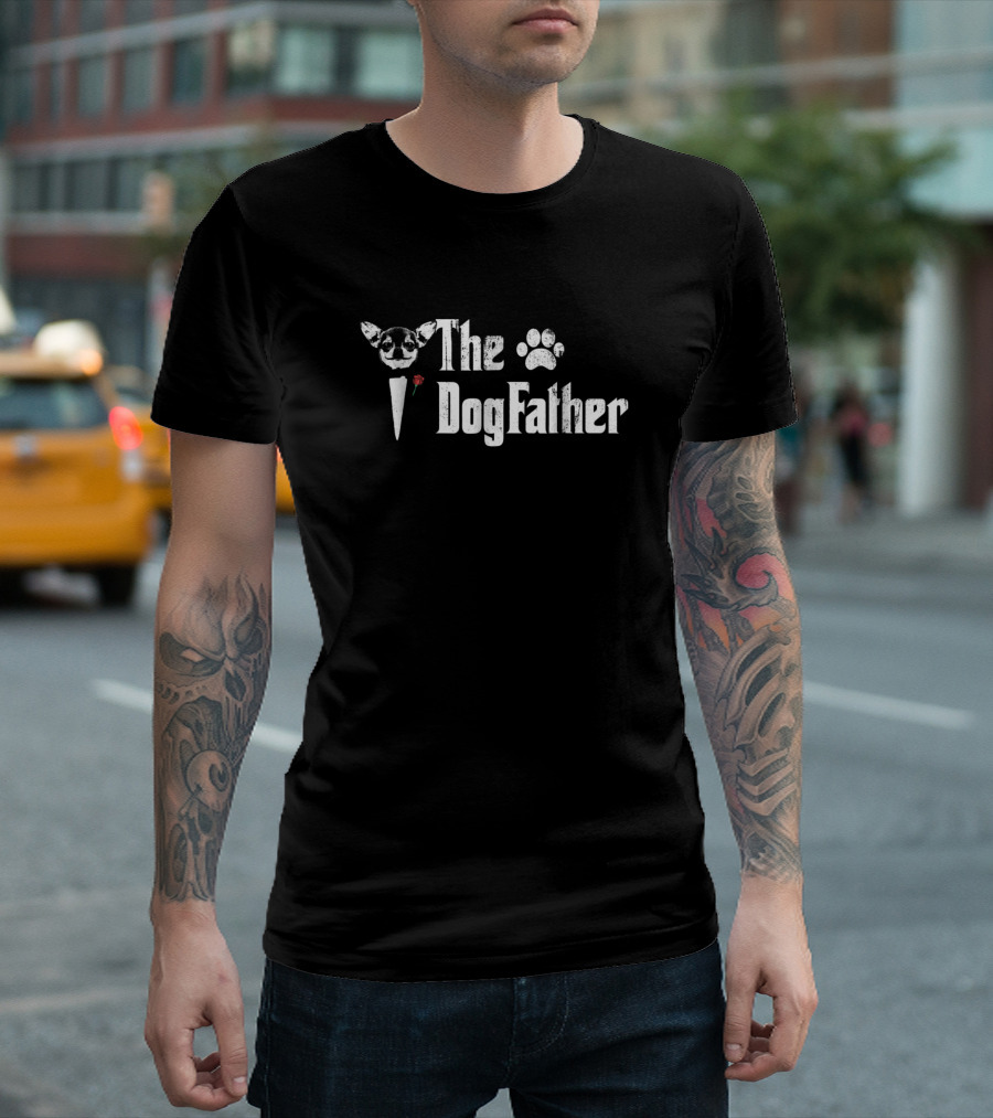 The Dogfather Chihuahua Paw Print Rose T-Shirt