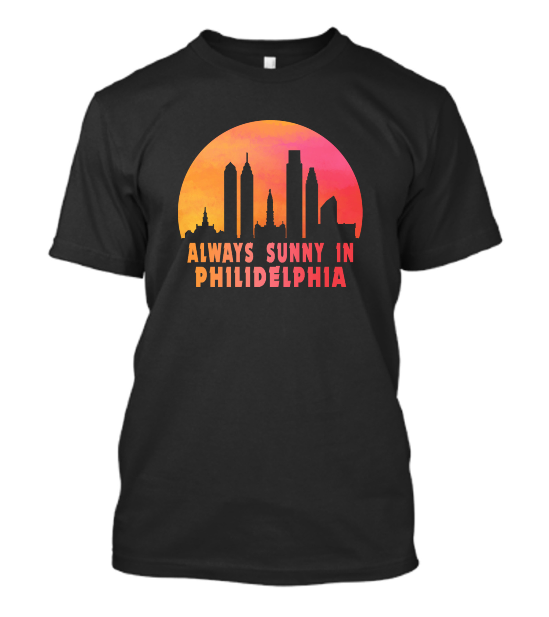Always Sunny In Philadelphia City Skyline Retro Sunset T-Shirt