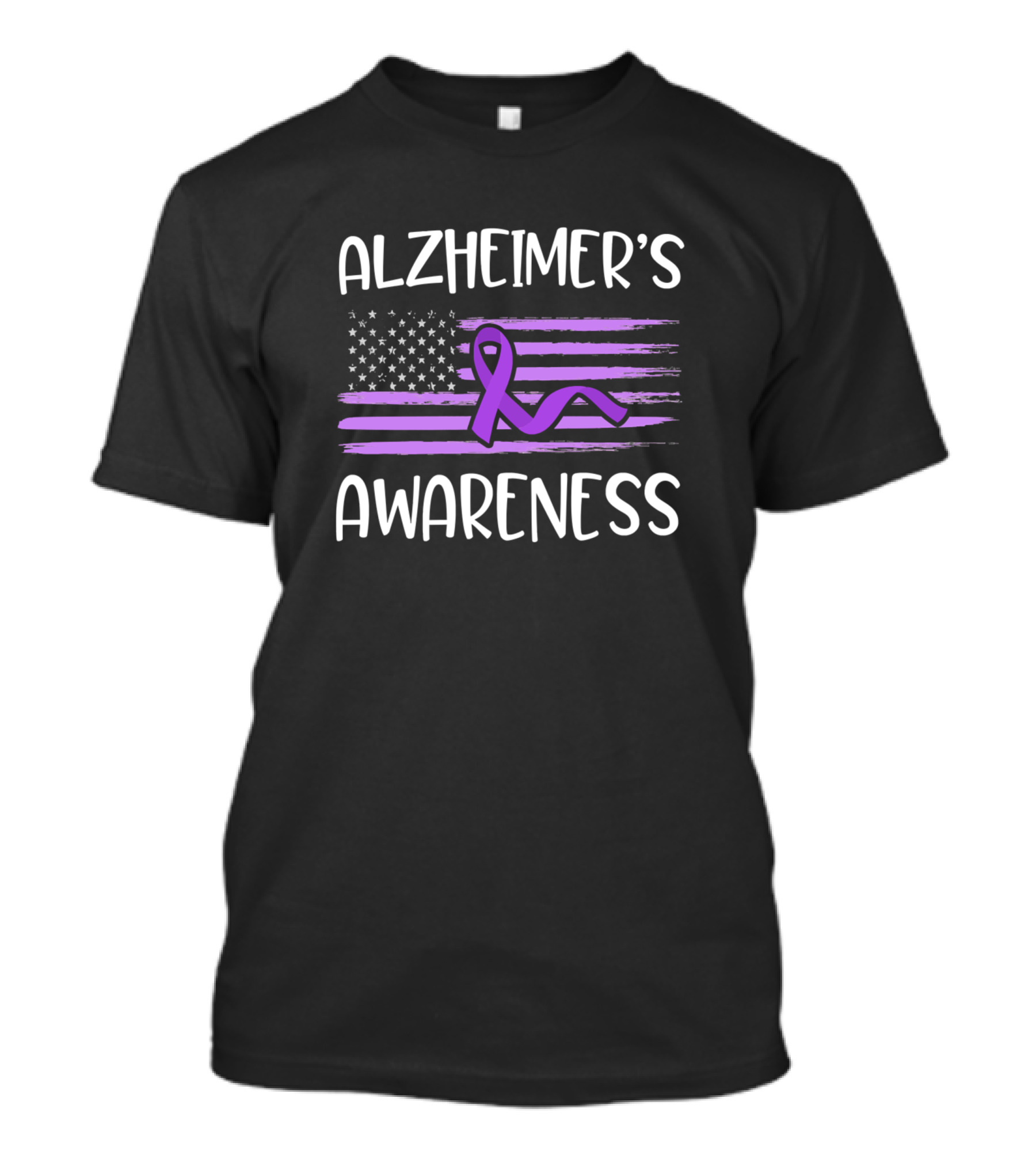 Alzheimer’s Awareness Purple Ribbon American Flag T-Shirt