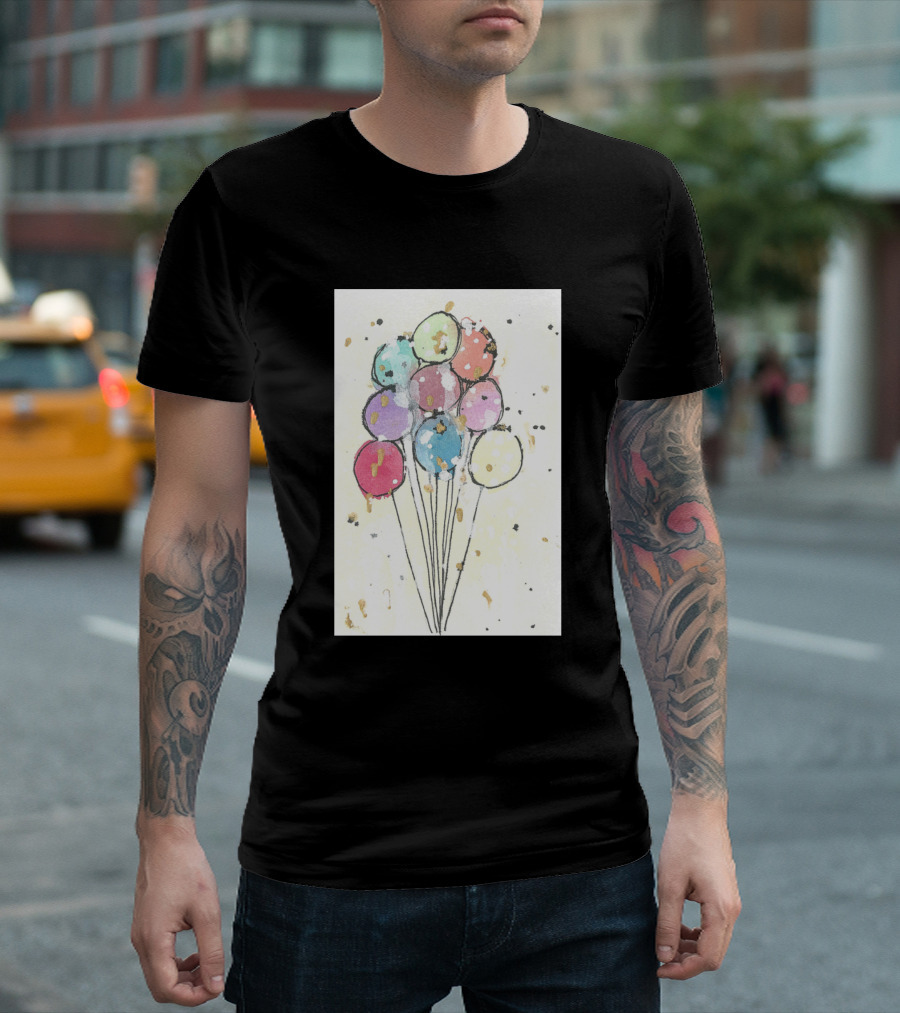 Balloons Watercolor Splatter T-Shirt