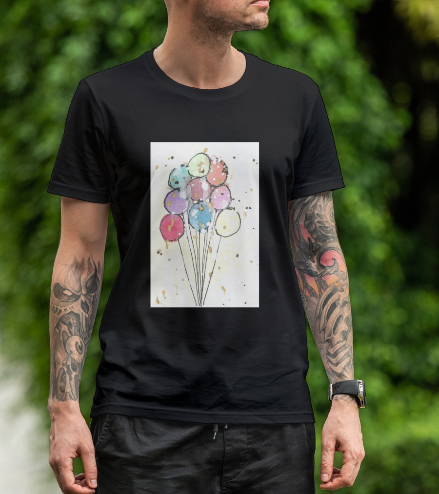 Balloons Watercolor Splatter T-Shirt