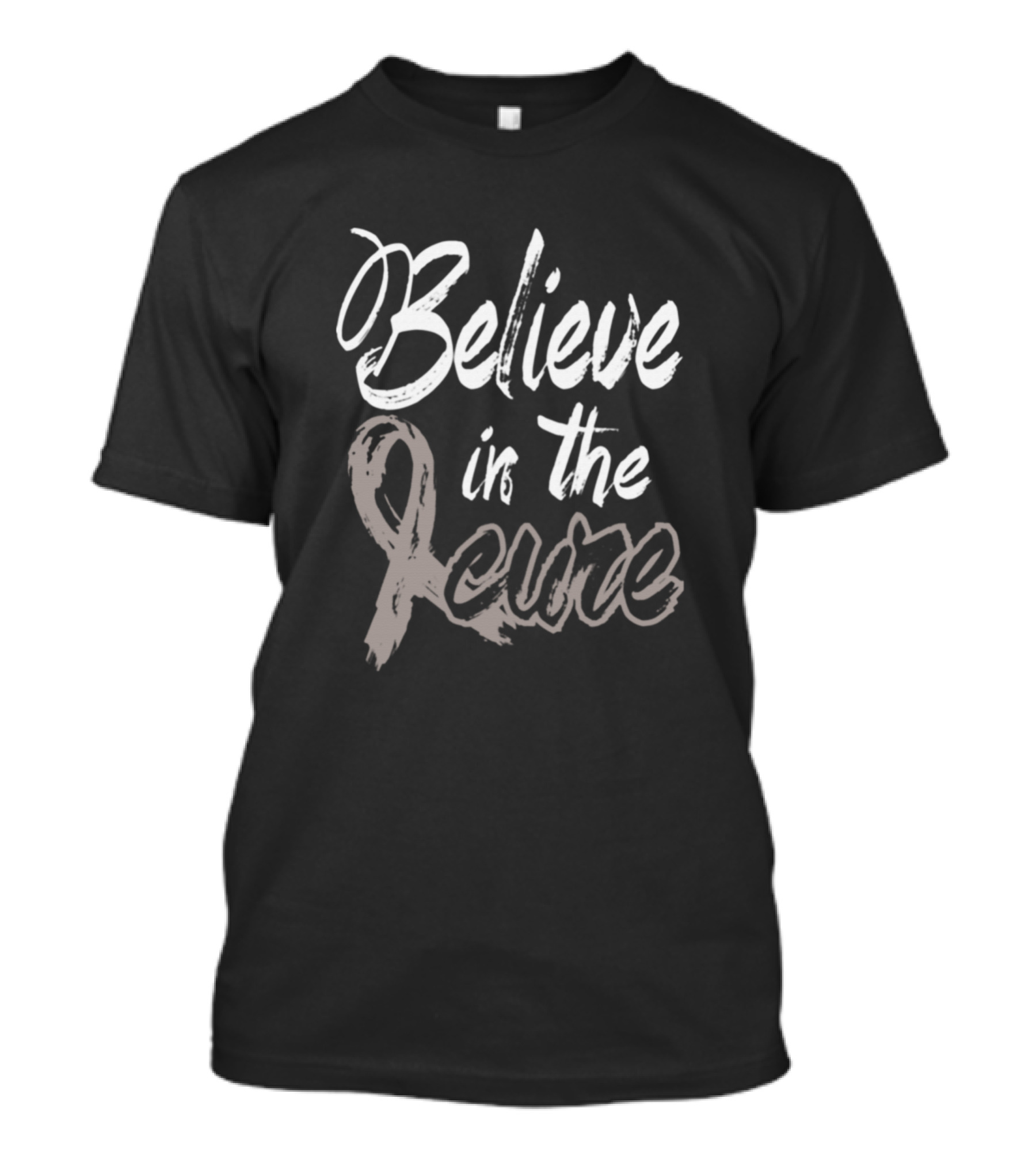 Believe In The Cure Brain Cancer Awareness Gray T-Shirt