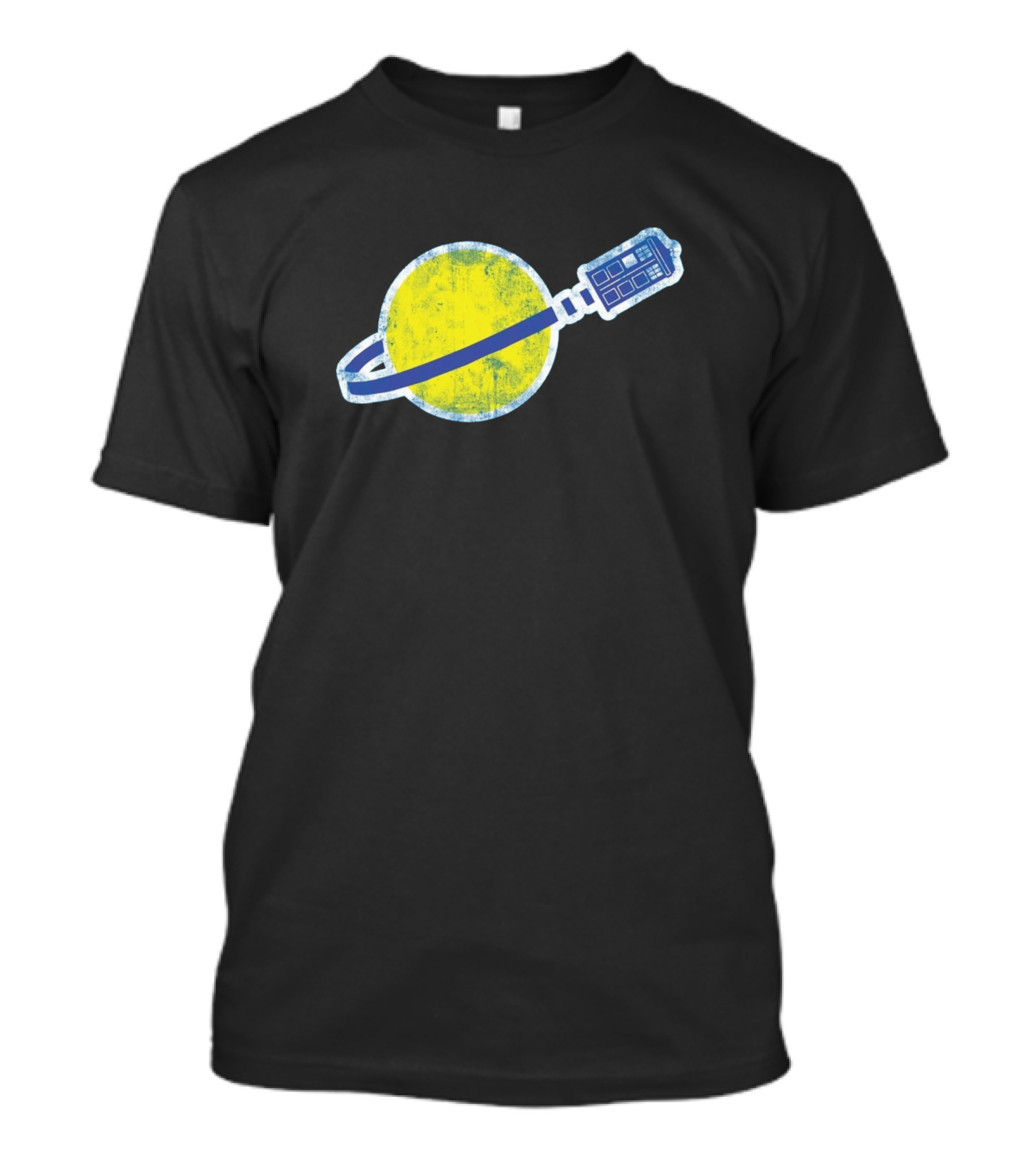 Benny Who TARDIS Orbiting Yellow Planet T-Shirt