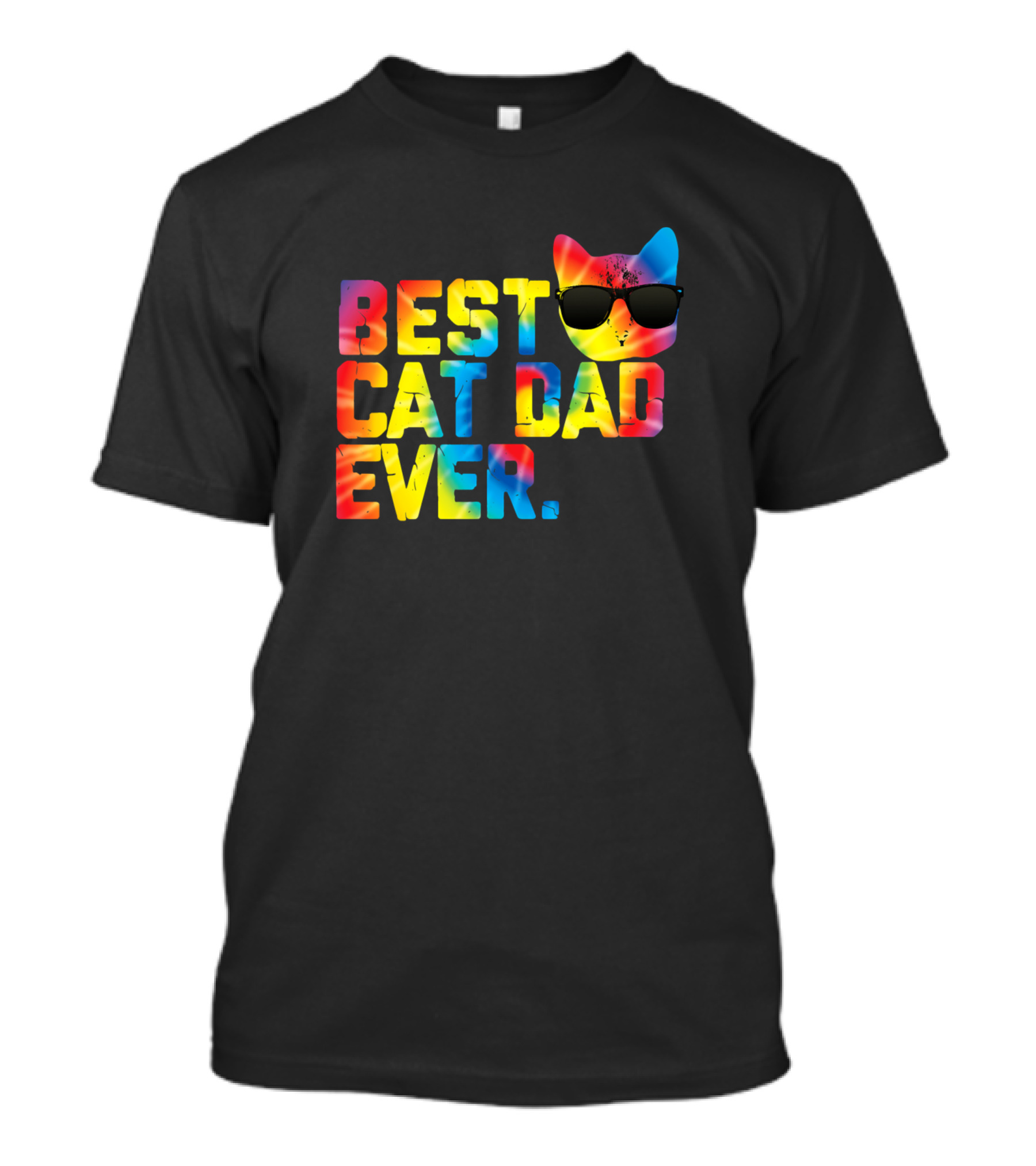 BEST CAT DAD EVER TIE DYE FUNNY VINTAGE CAT LOVER SUNGLASSES T-Shirt