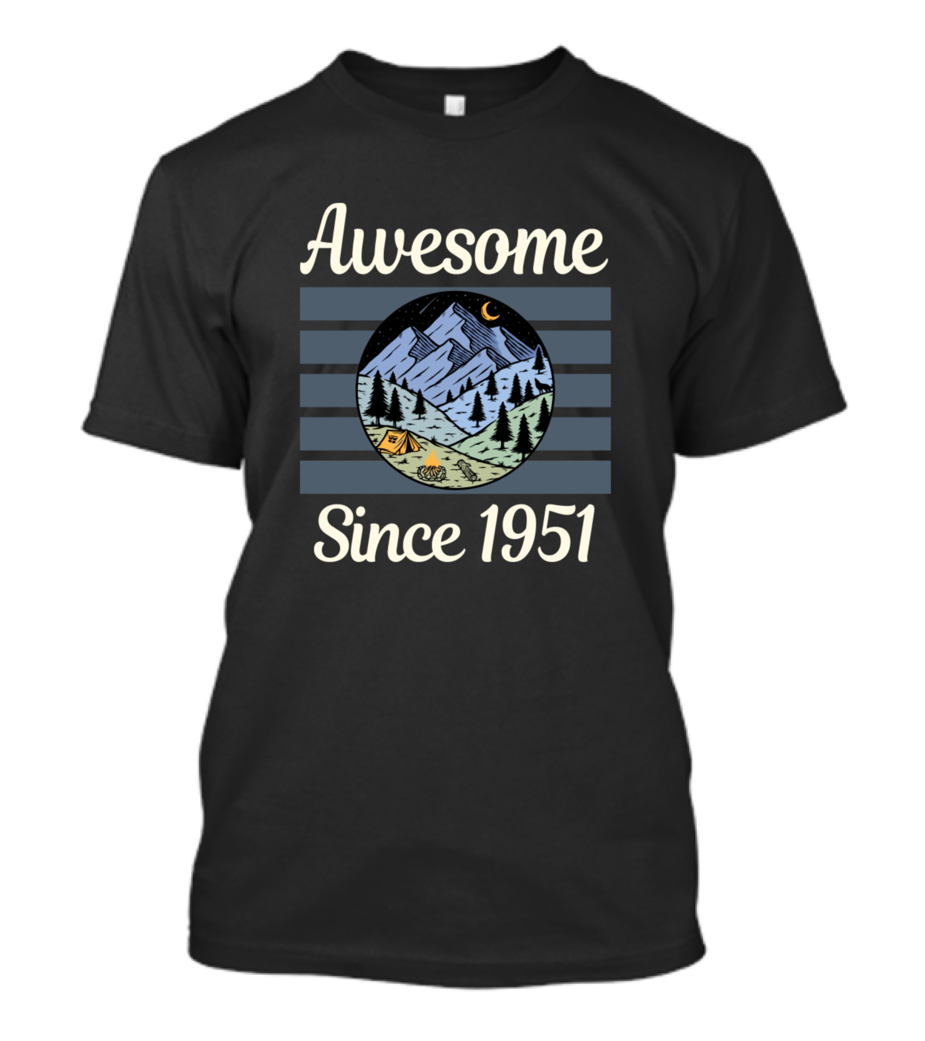 Awesome Since 1951 Blue Mountain Camping Scene T-Shirt