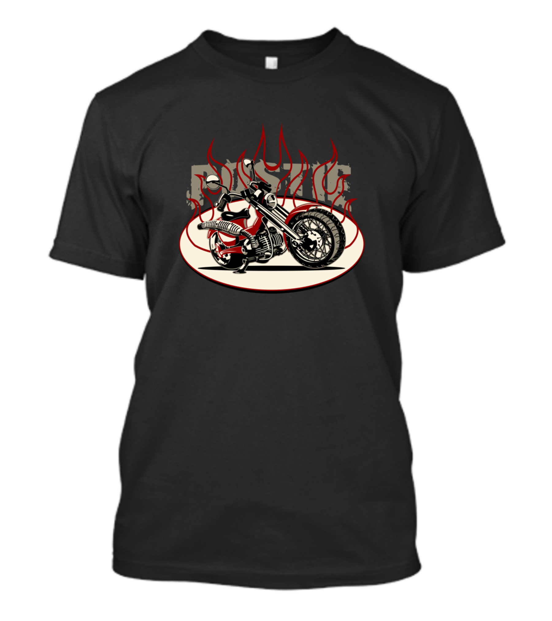 Rising Flames Cartoon Motorcycle T-Shirt
