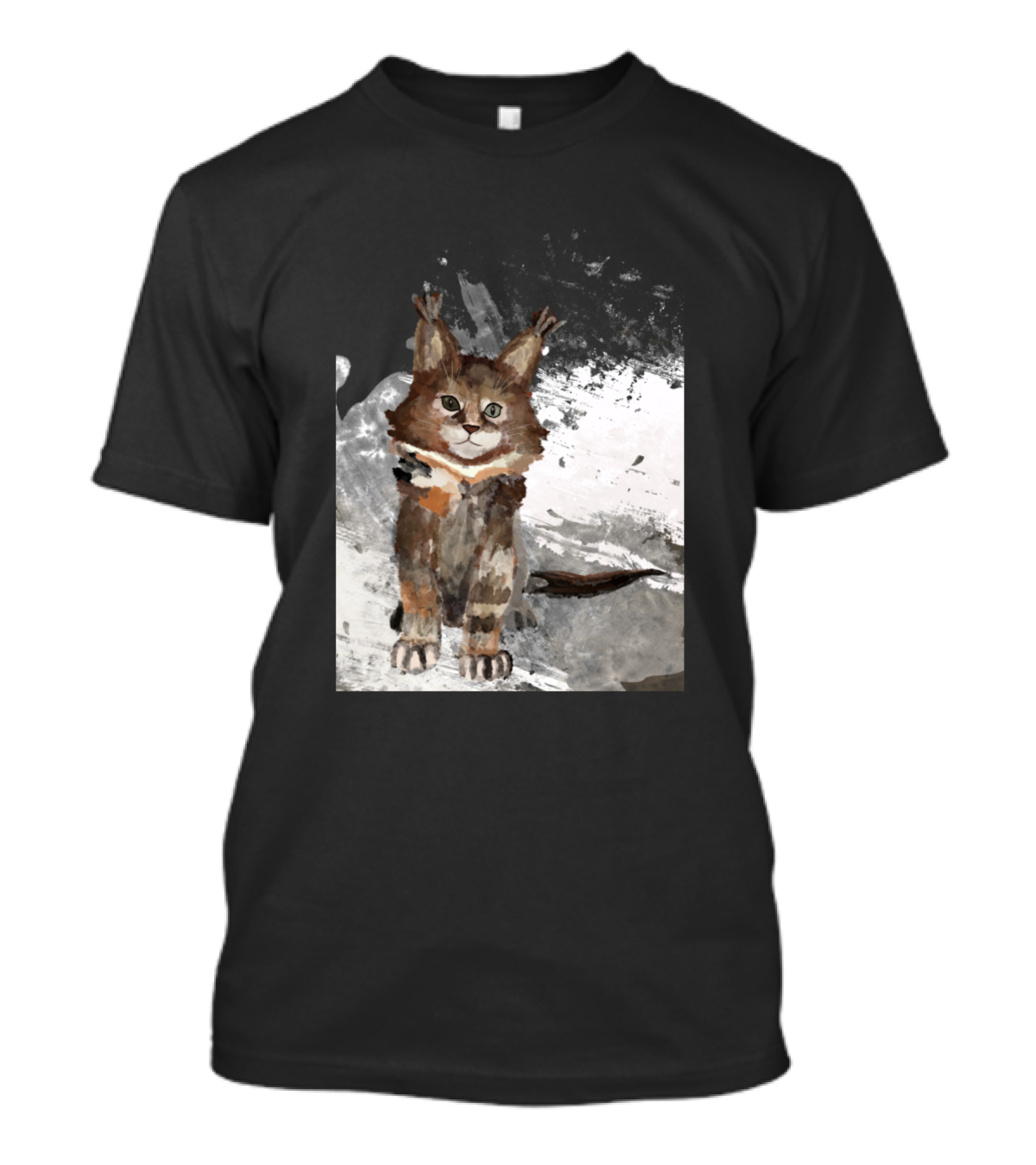 Cat Lynx Watercolor Canvas Painting T-Shirt