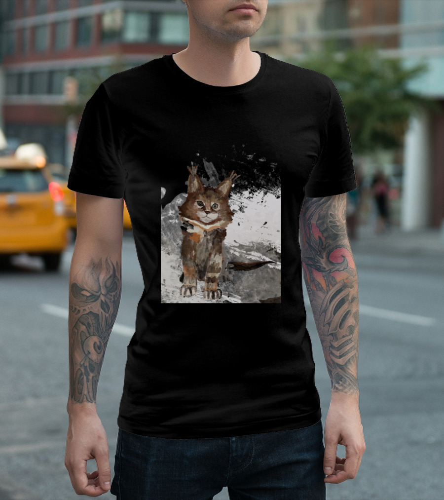 Cat Lynx Watercolor Canvas Painting T-Shirt