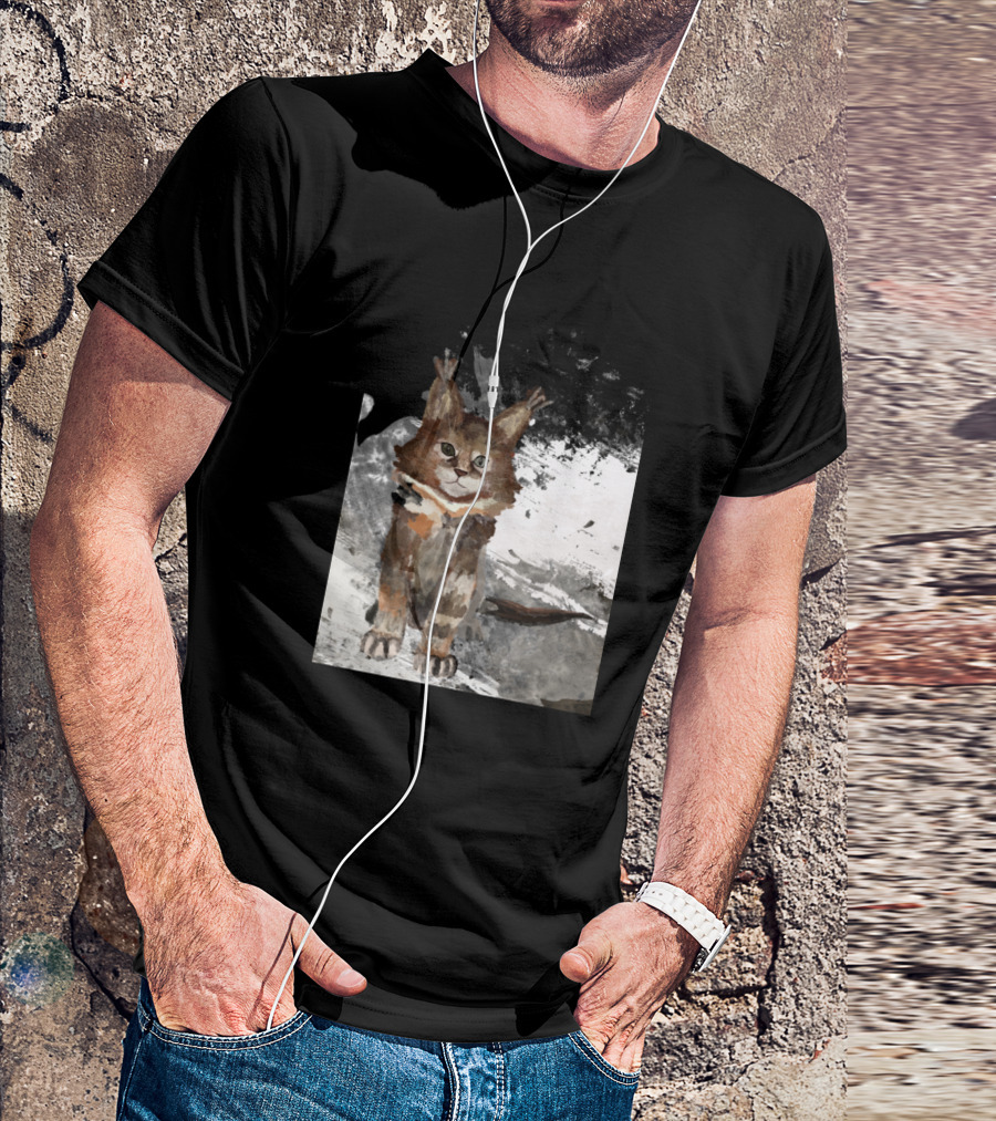 Cat Lynx Watercolor Canvas Painting T-Shirt