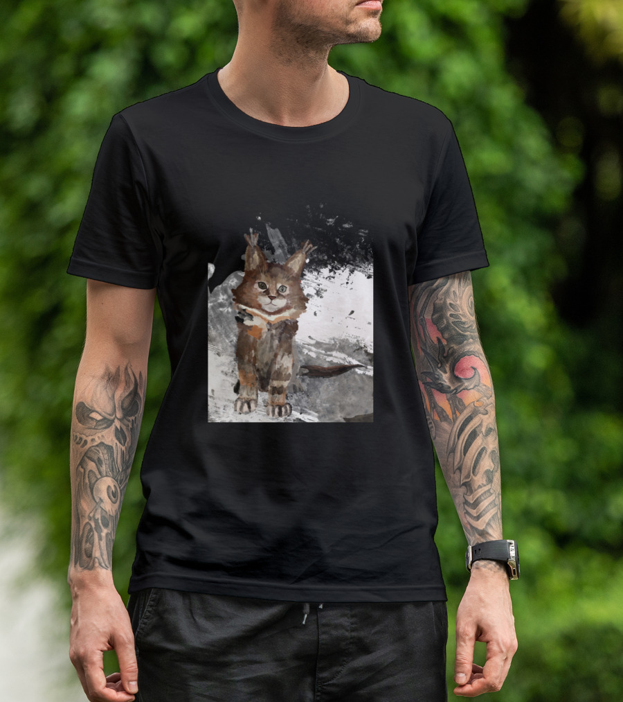 Cat Lynx Watercolor Canvas Painting T-Shirt