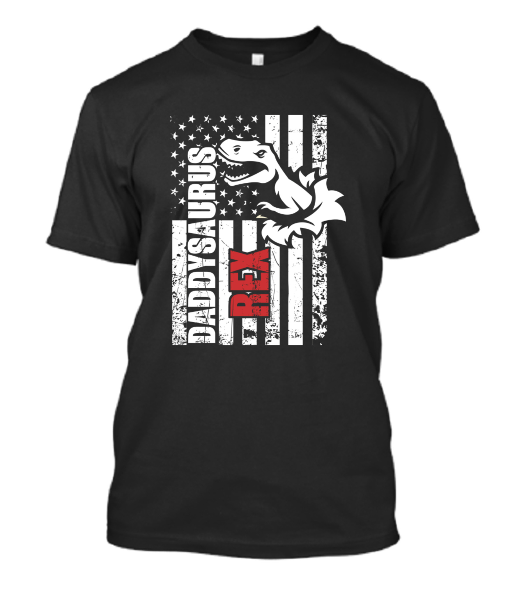 Daddysaurus Rex American Flag Dinosaur Patriotic USA T-Shirt