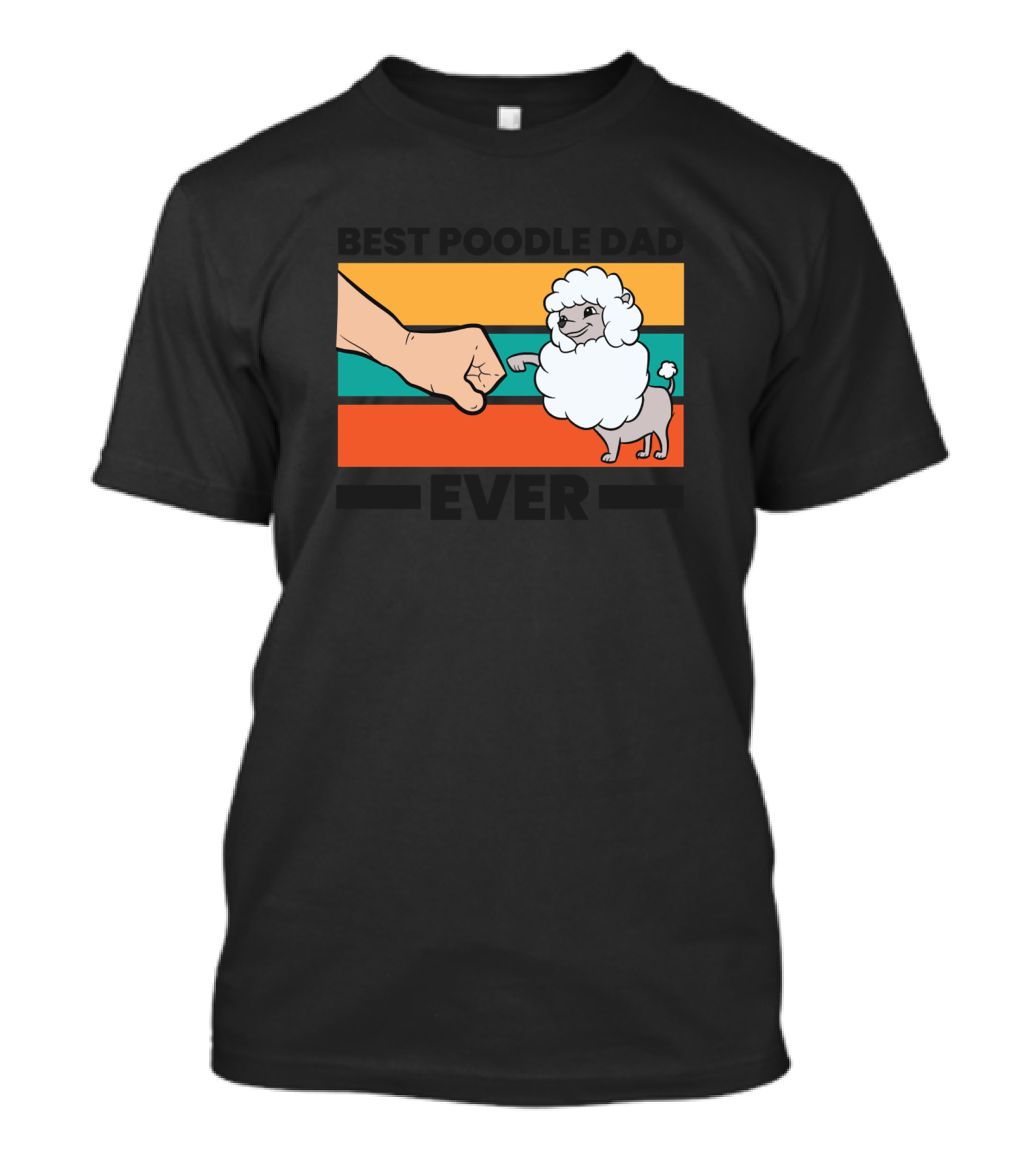Best Poodle Dad Ever Fist Bump Retro Stripes T-Shirt