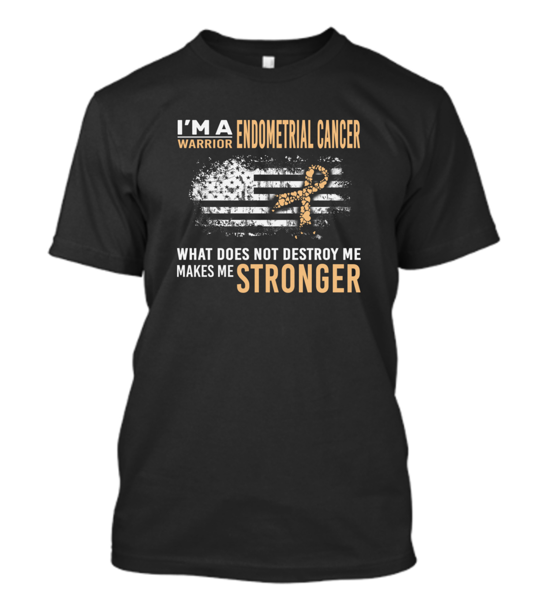 I'M A Warrior Endometrial Cancer What Does Not Destroy Me Makes Me Stronger T-Shirt