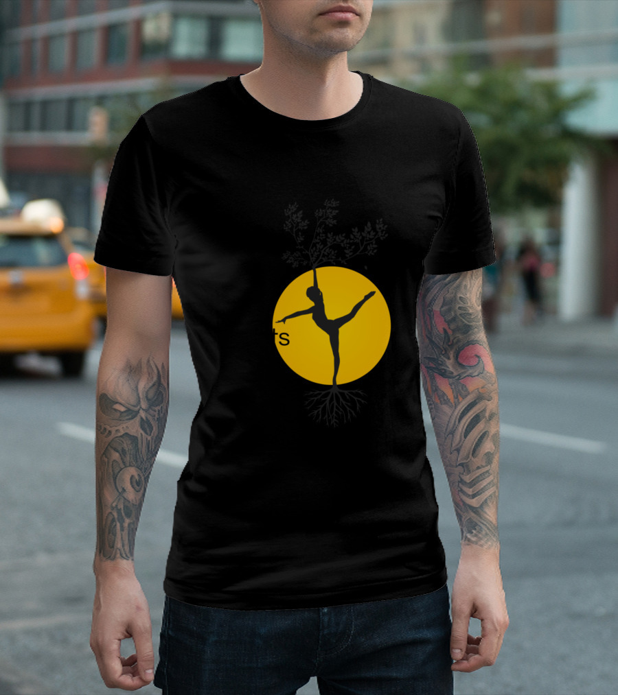 Find Your Roots Yoga Quotes Balanced Lifestyle Silhouette In Yellow Circle T-Shirt