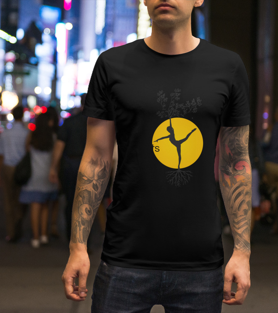 Find Your Roots Yoga Quotes Balanced Lifestyle Silhouette In Yellow Circle T-Shirt
