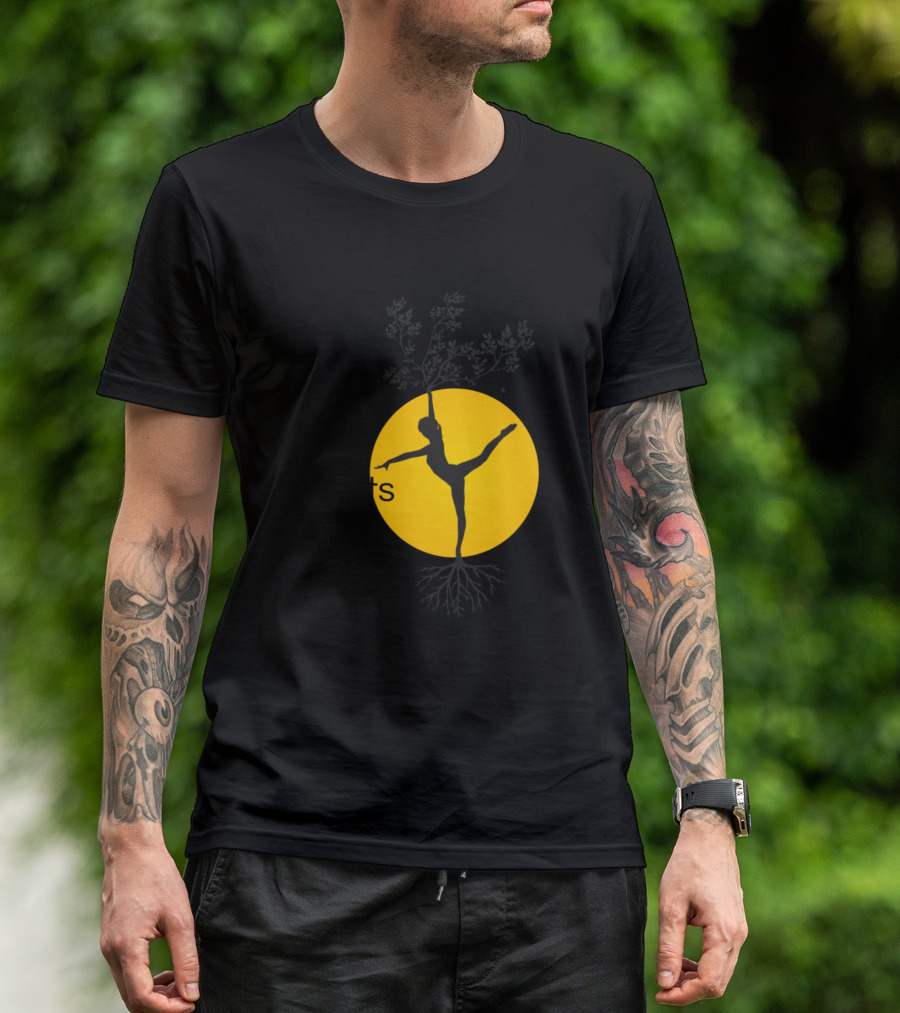Find Your Roots Yoga Quotes Balanced Lifestyle Silhouette In Yellow Circle T-Shirt