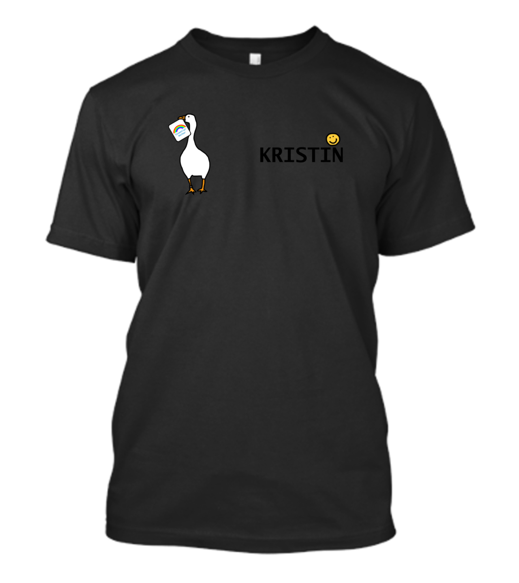 Goose With Rainbow Card Next To Kristin Smiley Face T-Shirt