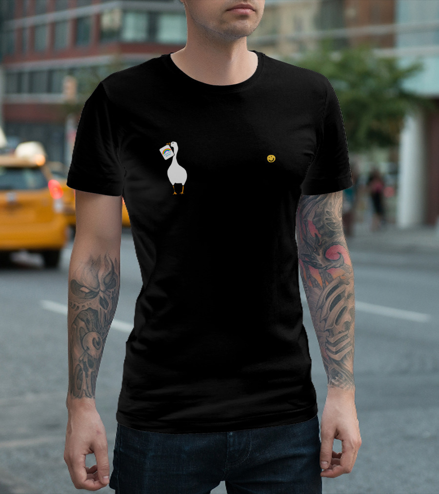 Goose With Rainbow Card Next To Kristin Smiley Face T-Shirt