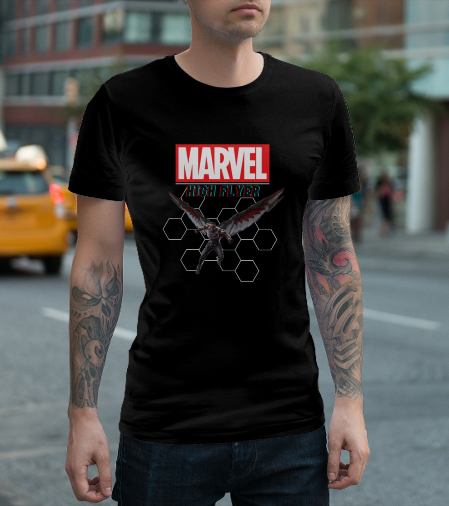 MARVEL High Flyer Falcon Hexagon Wings T-Shirt