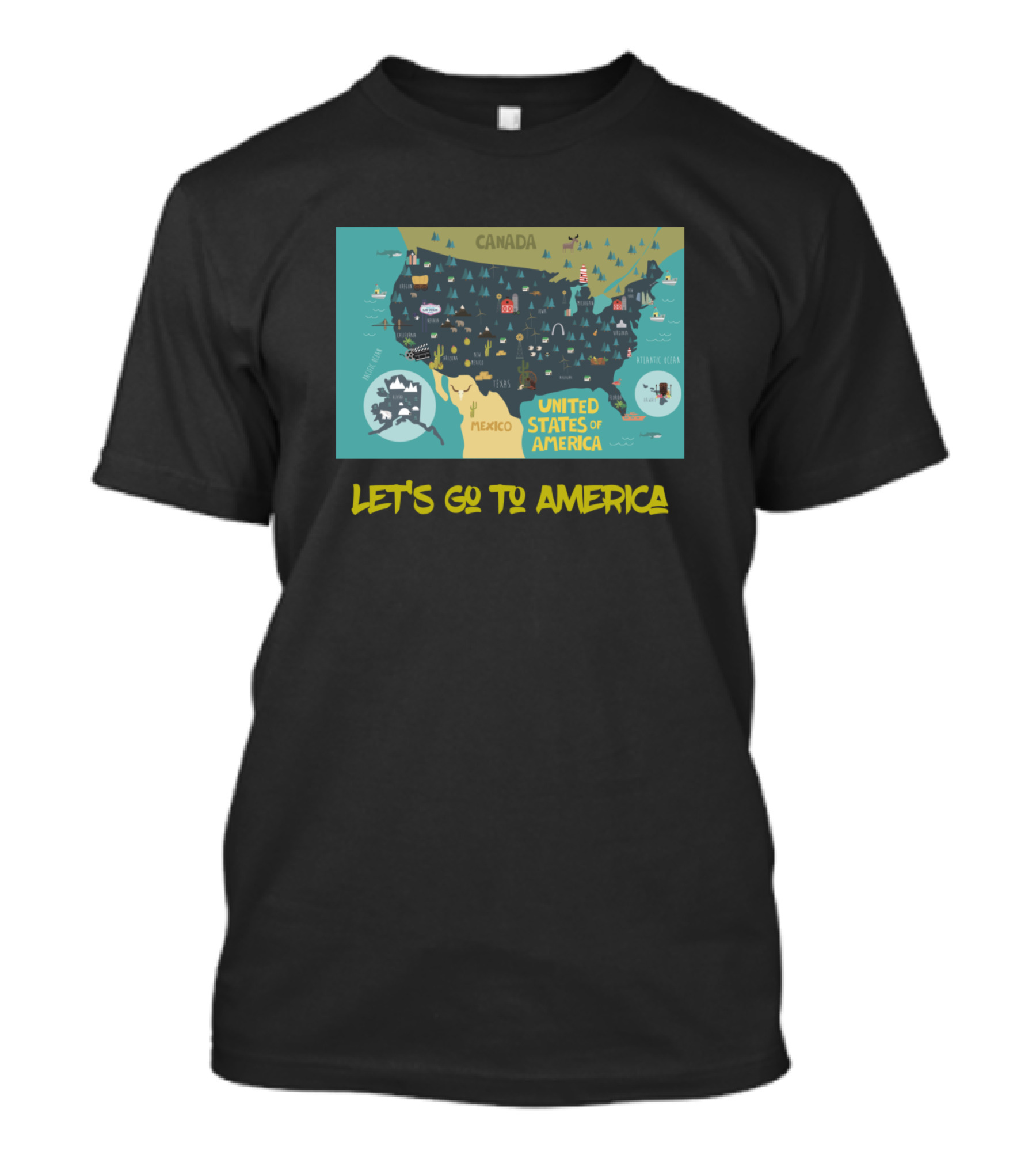 United States Of America Map Adventure Let's Go To America T-Shirt